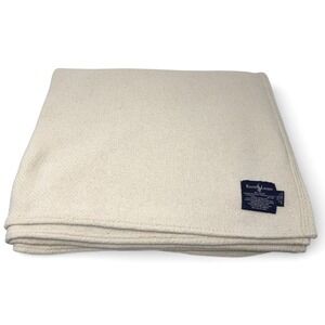 Vintage Ralph Lauren Cotton Throw Blanket Natural Cream 70x90 Twin Classic USA